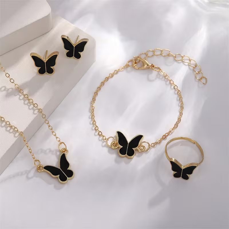 4pcs set of elegant butterfly jewellery set best price in Sri Lanka