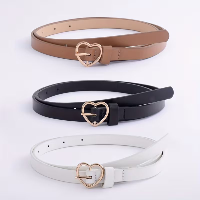 Women's Golden Heart Buckle Thin Belt best price in Sri Lanka